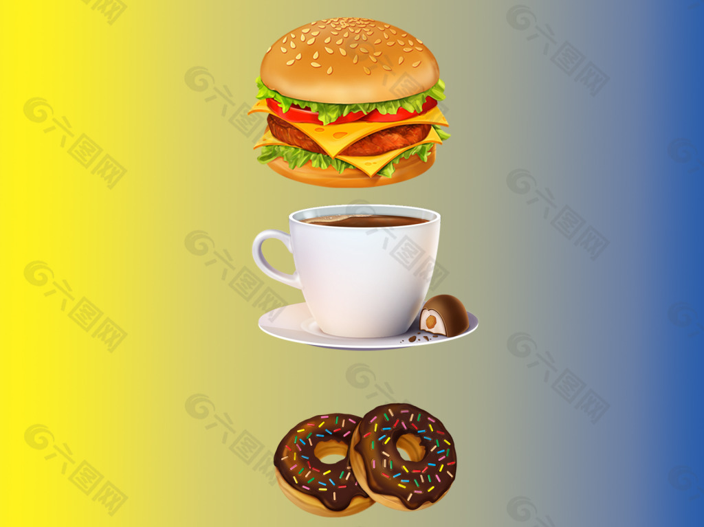 美味咖啡和汉堡