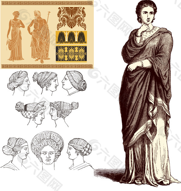 古代罗马人物矢量素材