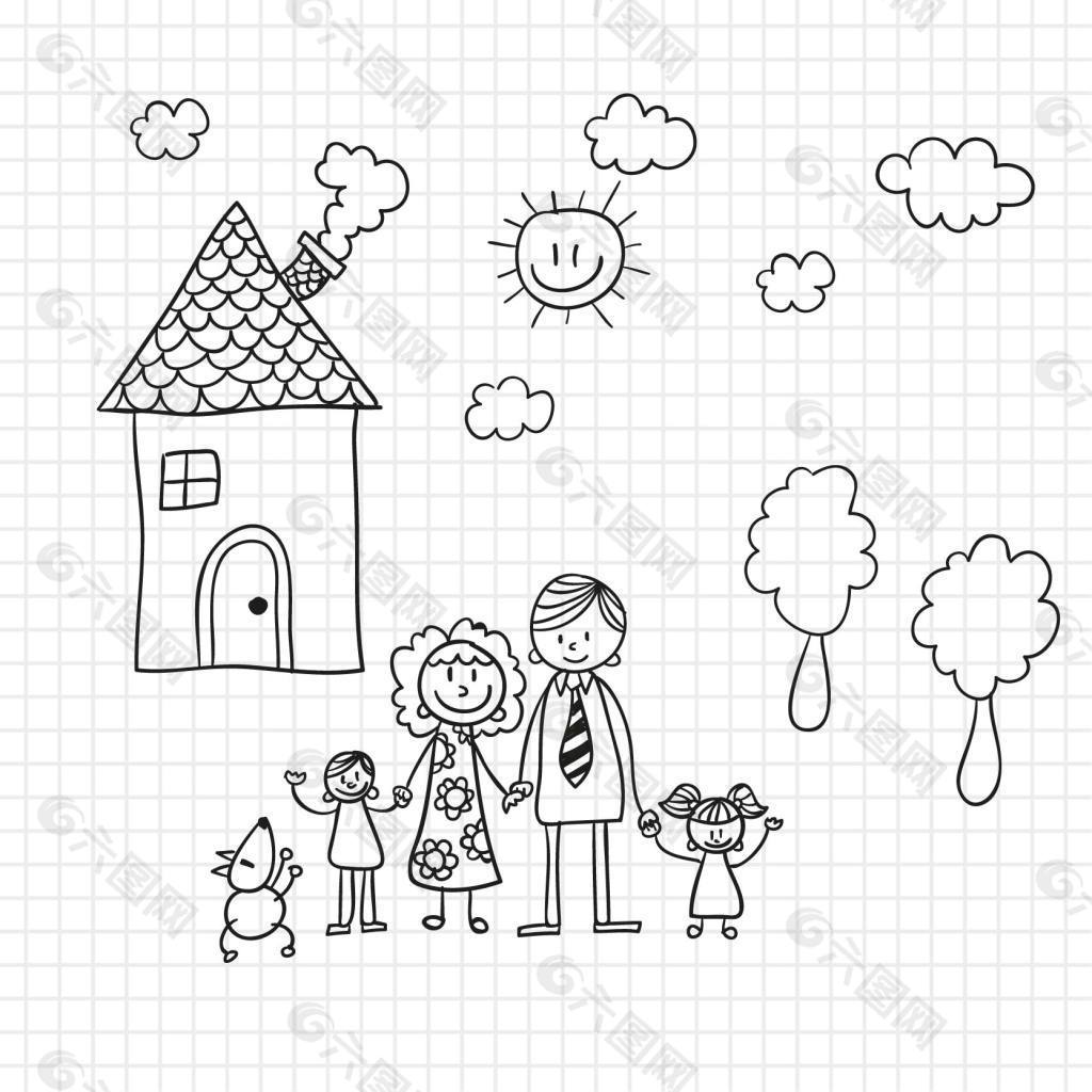 幼儿园画一家人简图图片