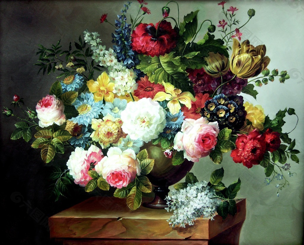花朵与花瓶油画