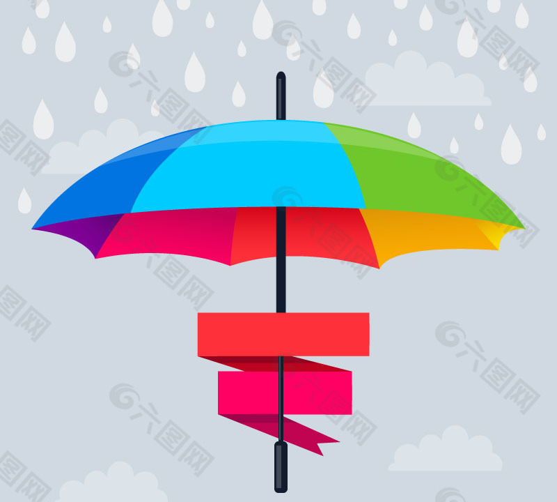 彩虹色雨伞