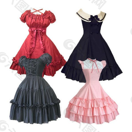 四套连衣裙和11套礼服分层素材