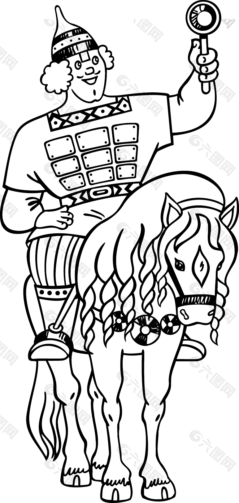 古代骑马打仗简笔画图片