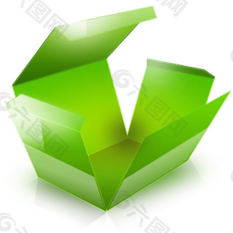 绿色可爱炫酷小盒子psd分层素材