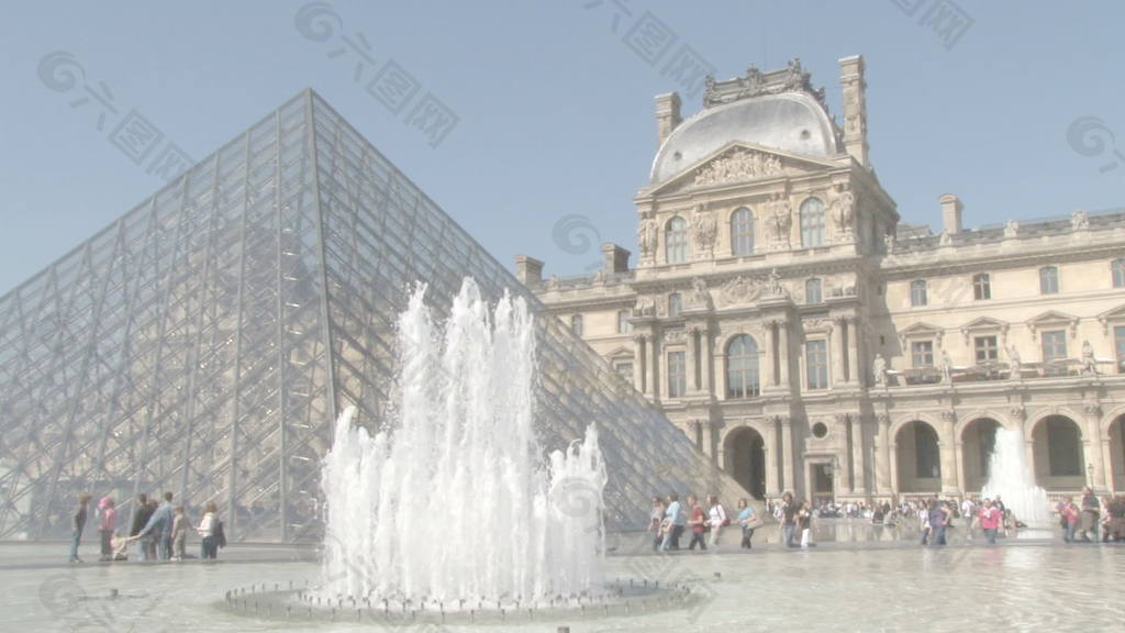 在卢浮宫股票视频喷泉 视频免费下载