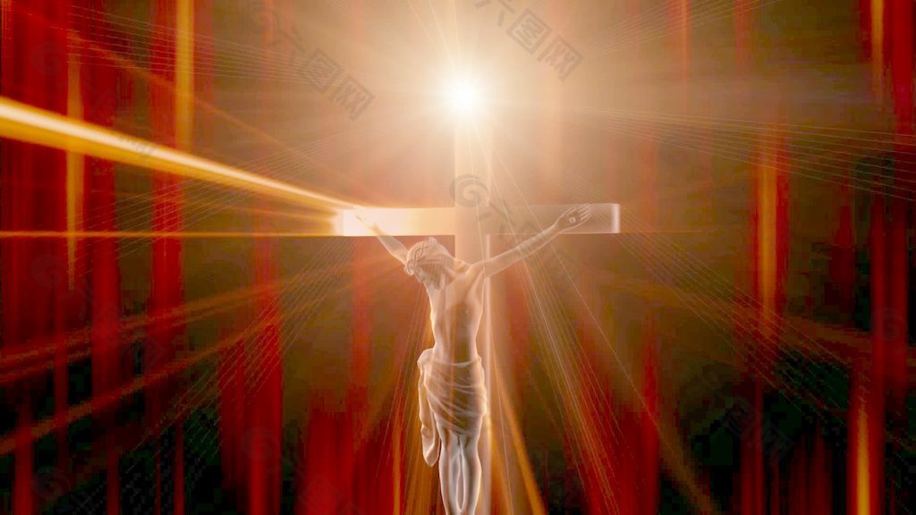 在十字架的耶稣运动背景的交叉光 视频免费下载