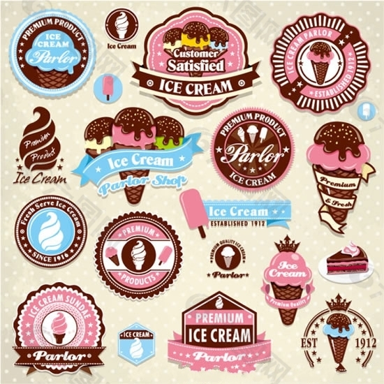 冰淇淋标签矢量图