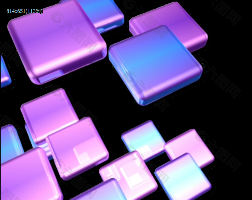 紫色立体金属块