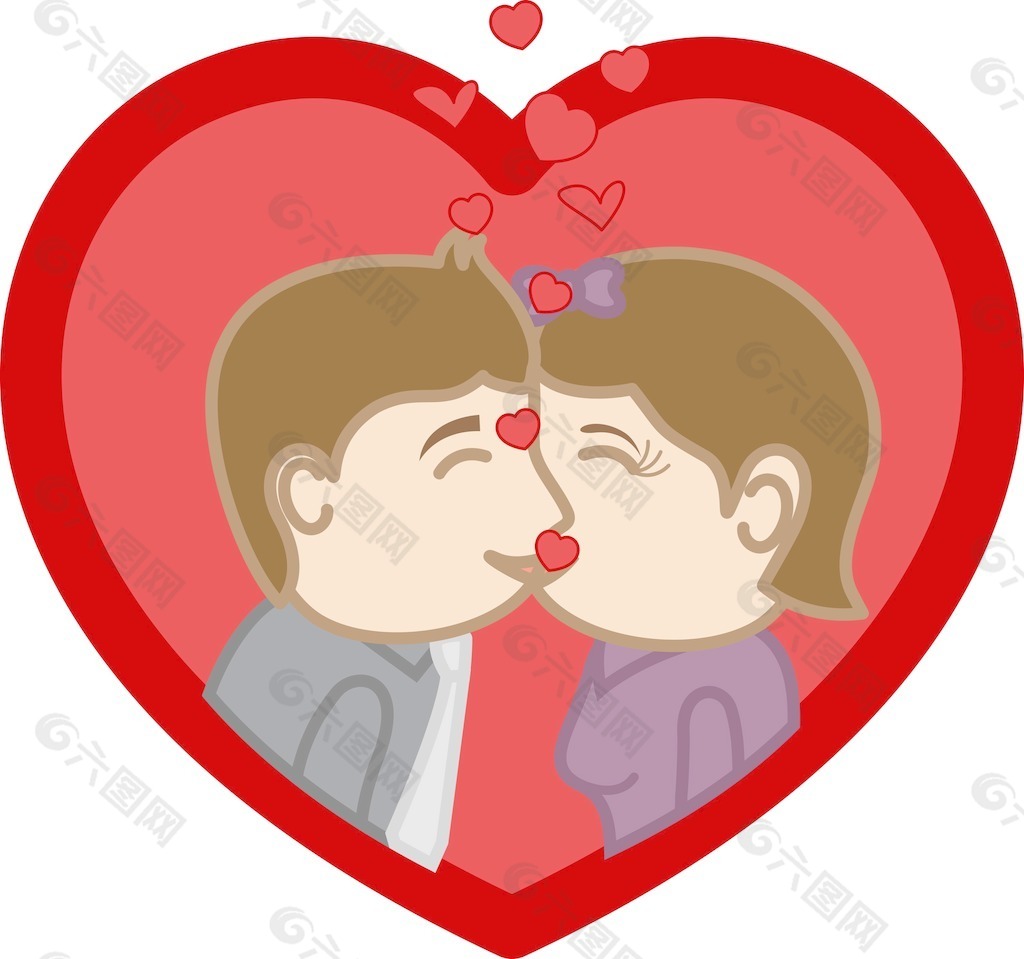 520情人节拥抱亲吻浪漫表白卡通小清新插插画图片-千库网