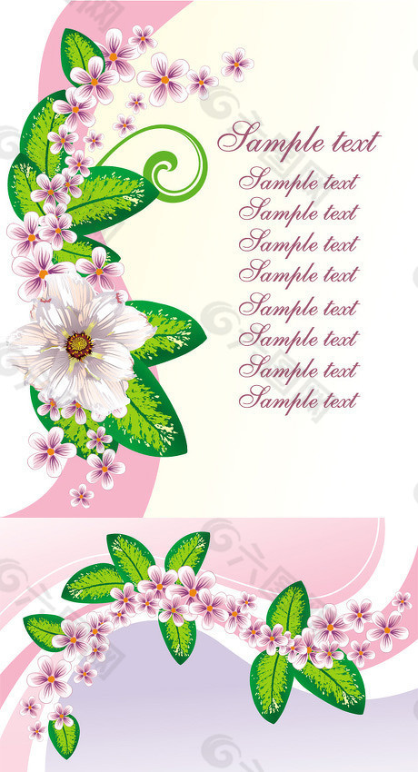 粉红色系花卉装饰文本框模板素材