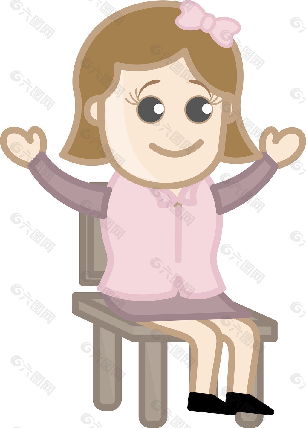 快乐的职业女性坐在椅子上商业的卡通人物矢量图平面广告素材免费下载 图片编号 六图网