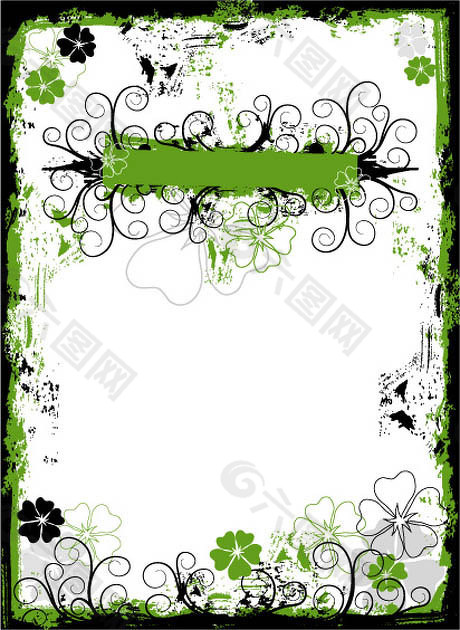 绿色四叶草装饰文本框矢量素材