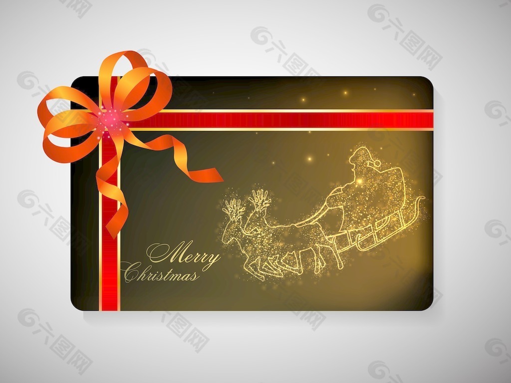 装饰礼品卡和圣诞庆典丝带
