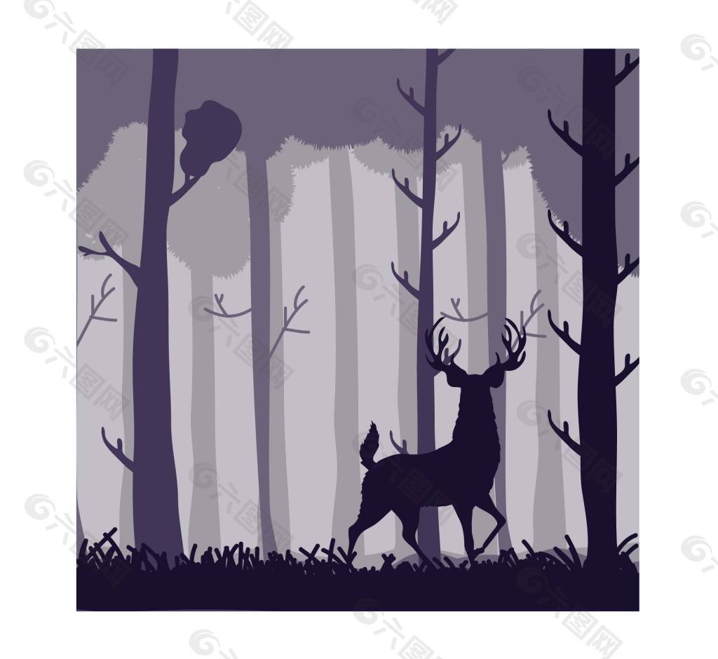 树林里的麋鹿