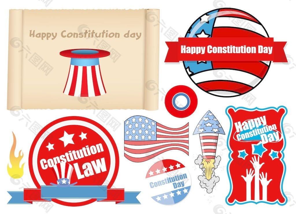 美国宪法日设计向量的主题