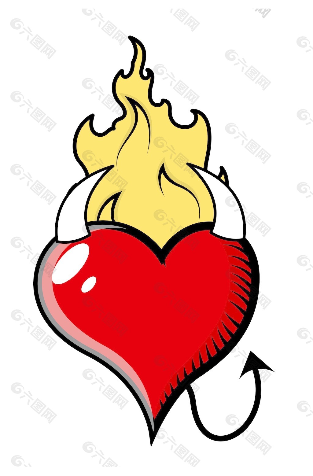 在火焰中燃烧-邪恶的心向量图