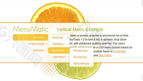 橙色风格网页菜单素材