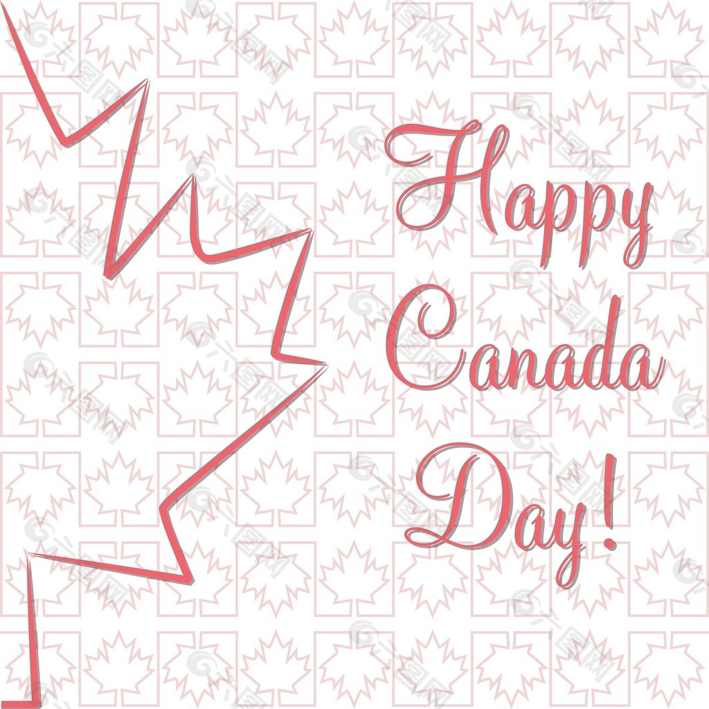 庆祝加拿大国庆日。白色的加拿大枫叶，红色的背景上刻有“快乐的加拿大日”。背景图片素材_ID:316570635-Veer图库