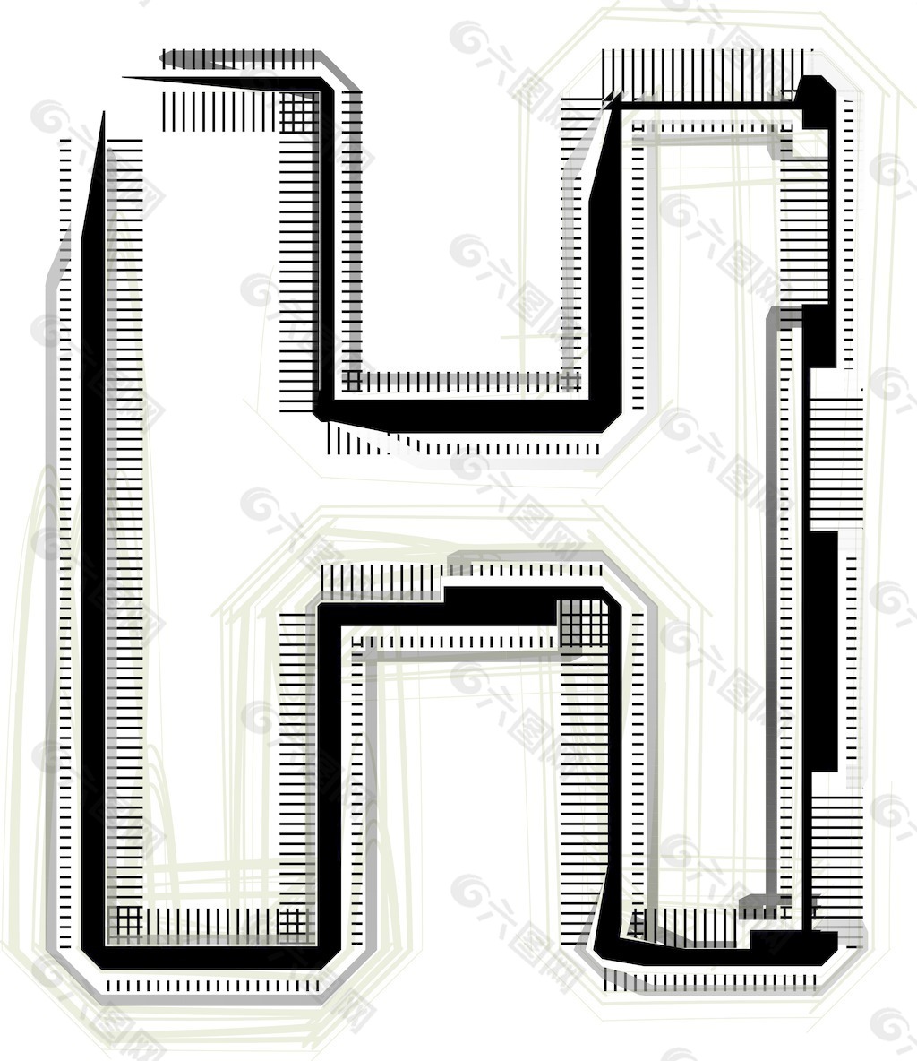 技术字体字母H