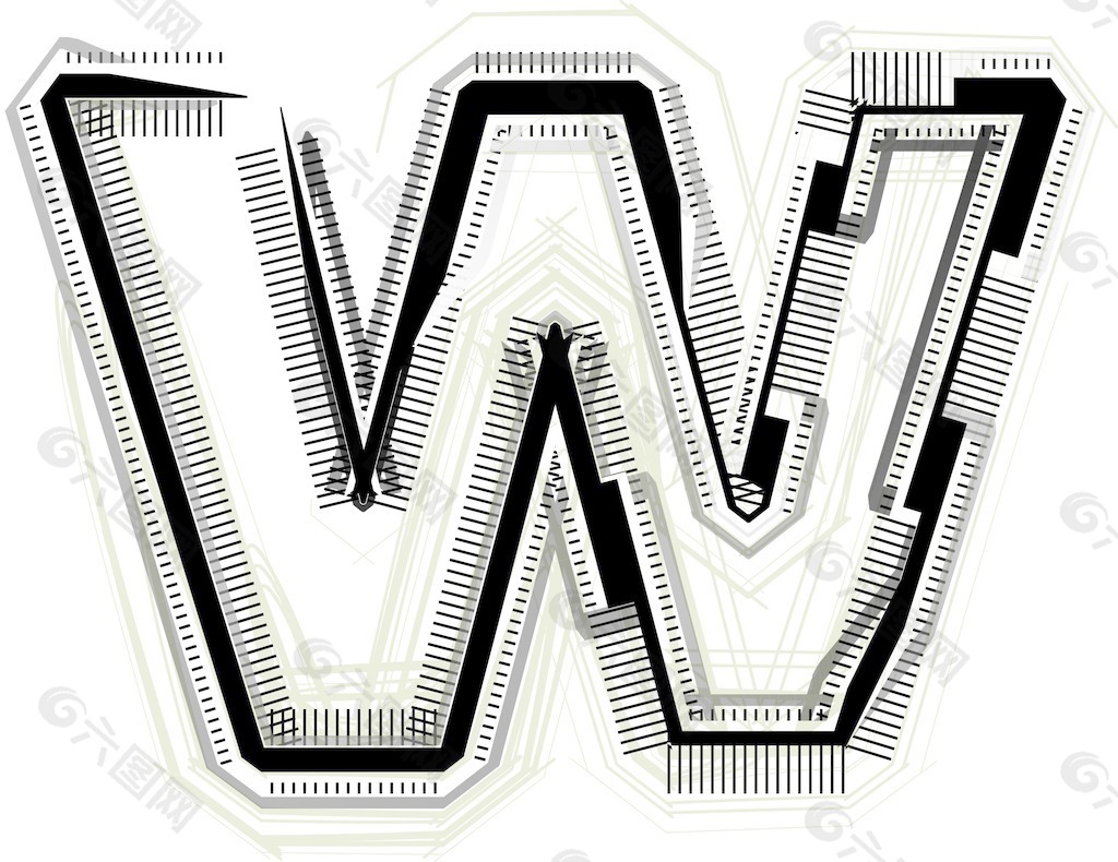 技术字体字母W