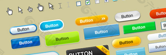 网页设计可用的按钮表格等PSD元素
