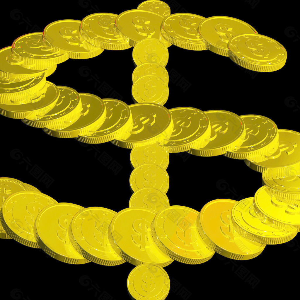 美元的符号显示美国财政的硬币