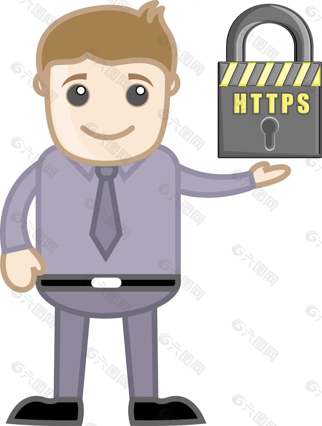 HTTPS安全网站-卡通矢量图