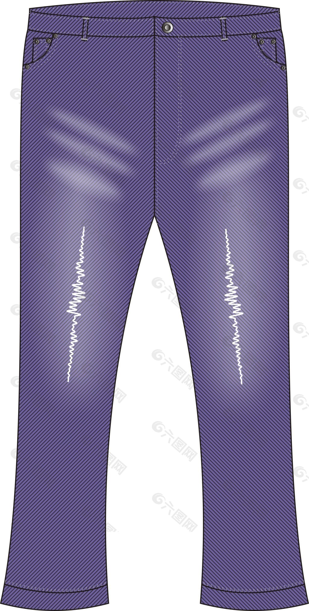 女装休闲裤设计手稿图-女士休闲裤款式效果图-CFW服装设计