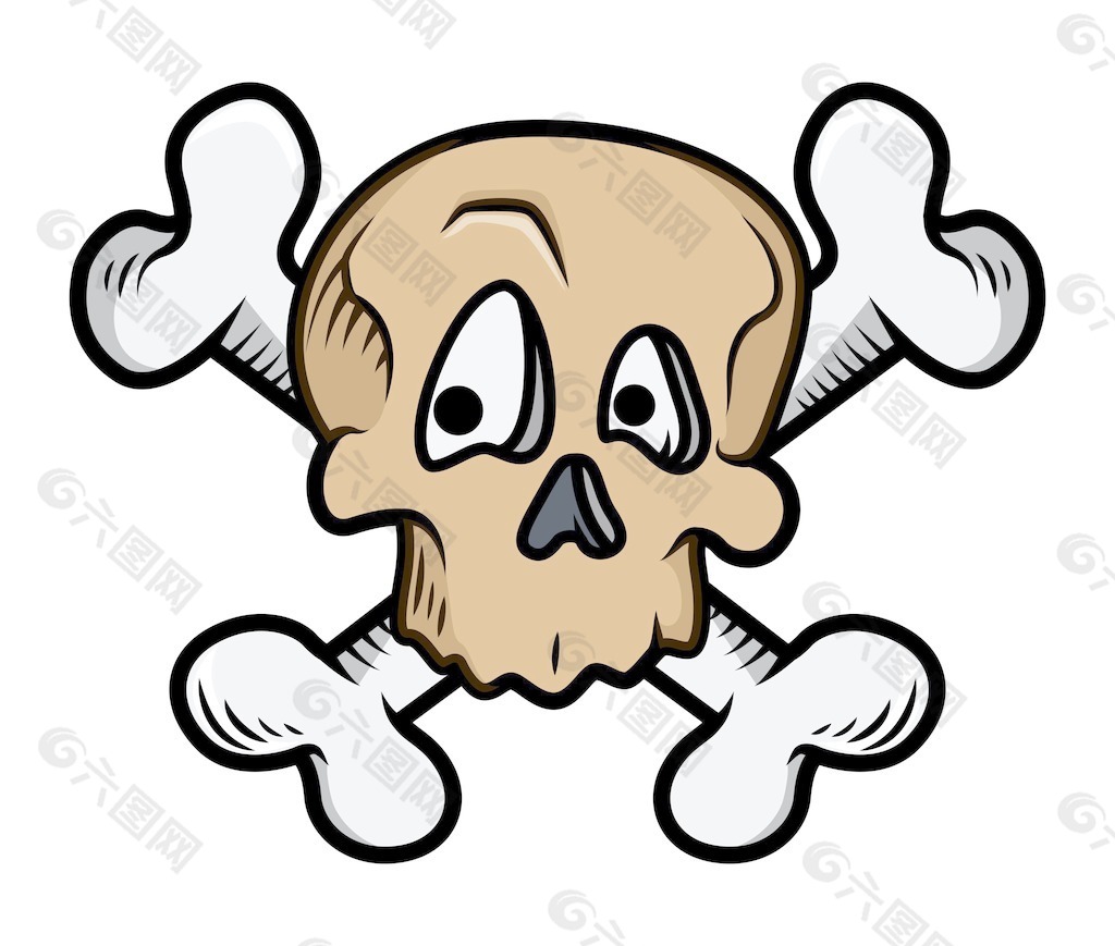 滑稽可爱的交叉骷髅纹身矢量插画
