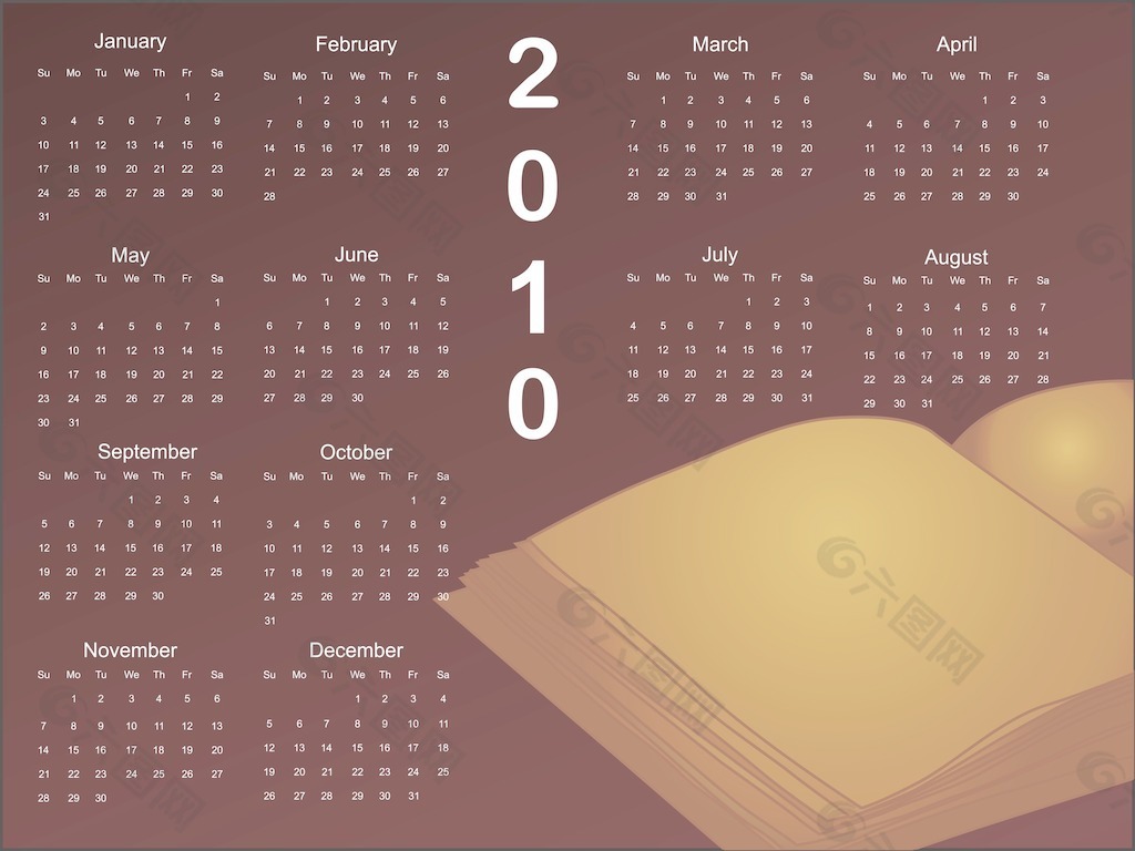 孤立的笔记本和日历的背景