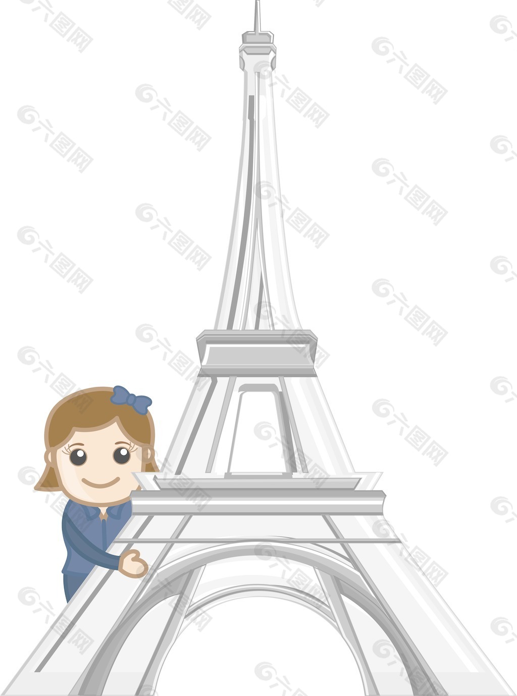 巴黎旅游概念的卡通