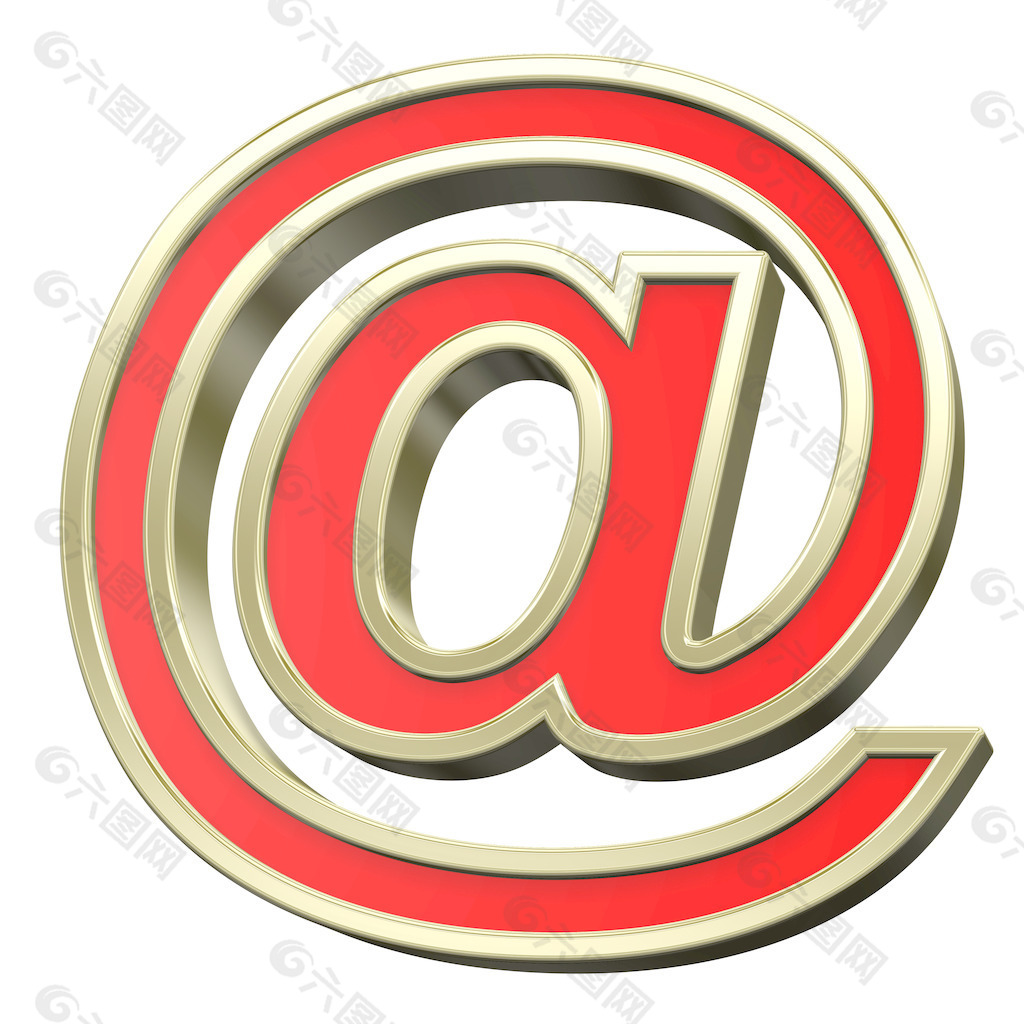 邮件标志的红色与金框字符集
