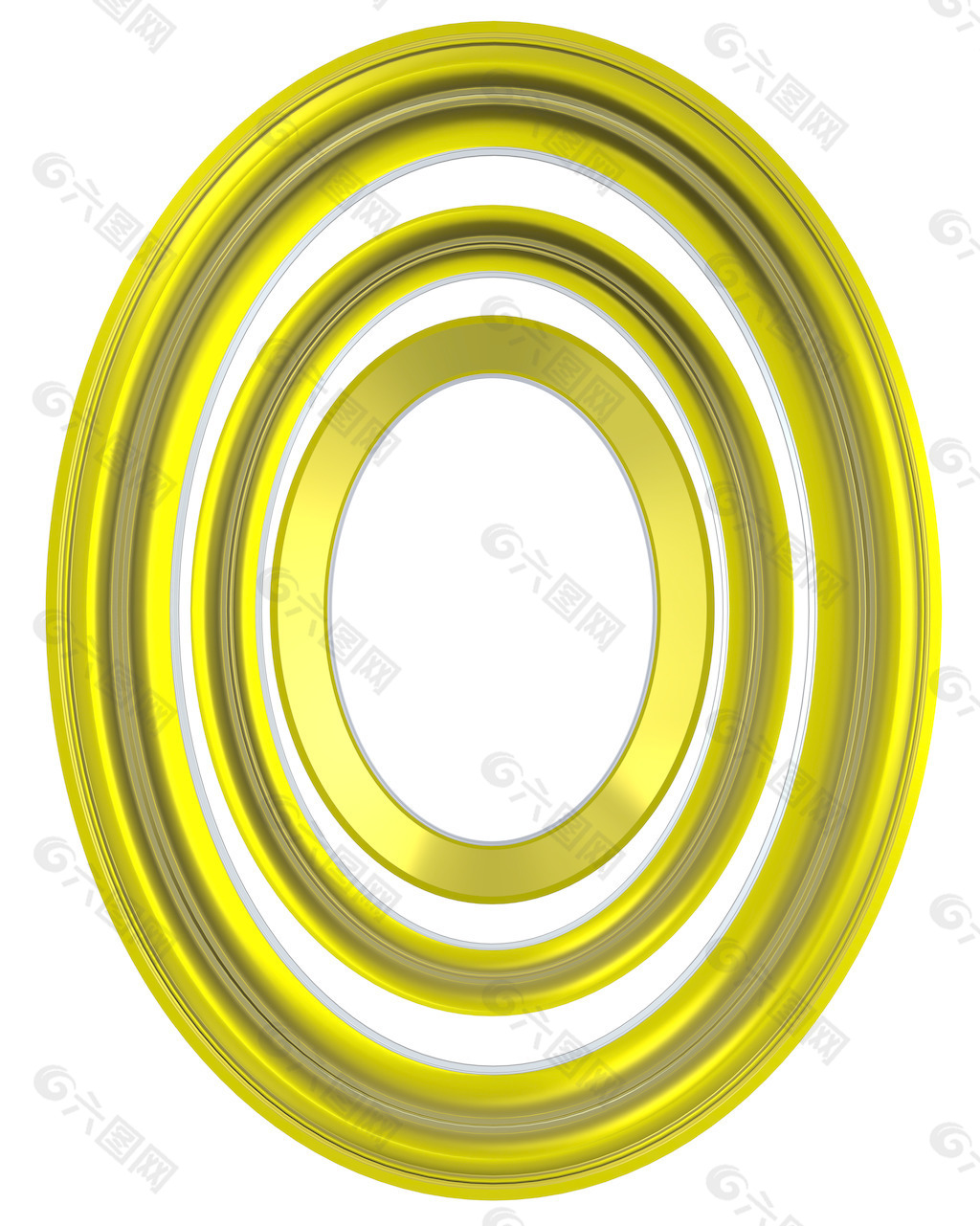 闪亮的黄金椭圆框孤立在白色背景