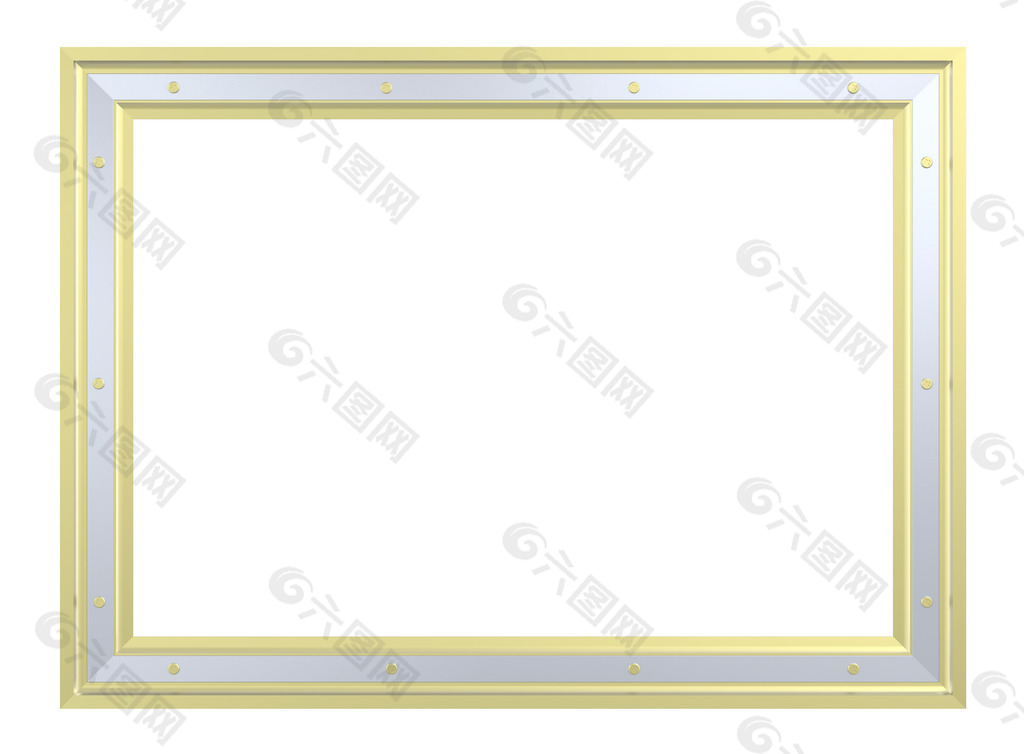 金Chrome Frame 孤立在白色背景