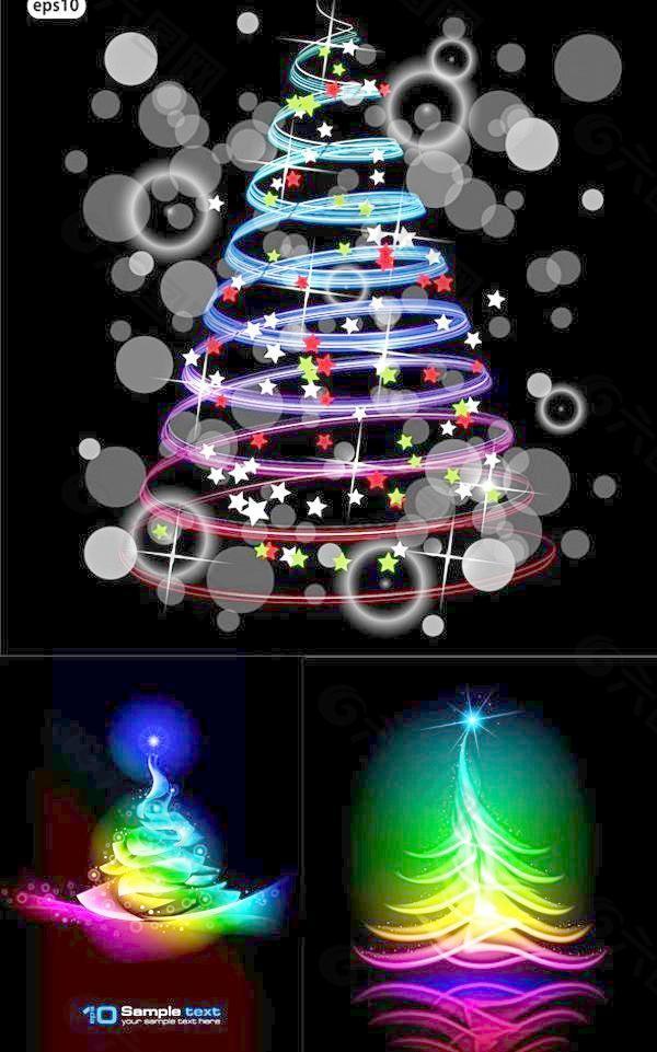 彩灯的圣诞树矢量素材