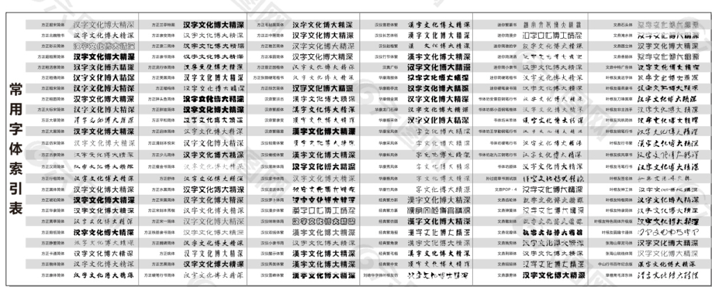 广告设计常用字体索引表