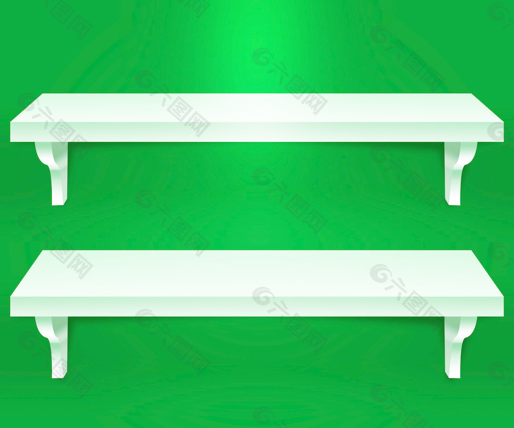 两个书架绿色背景