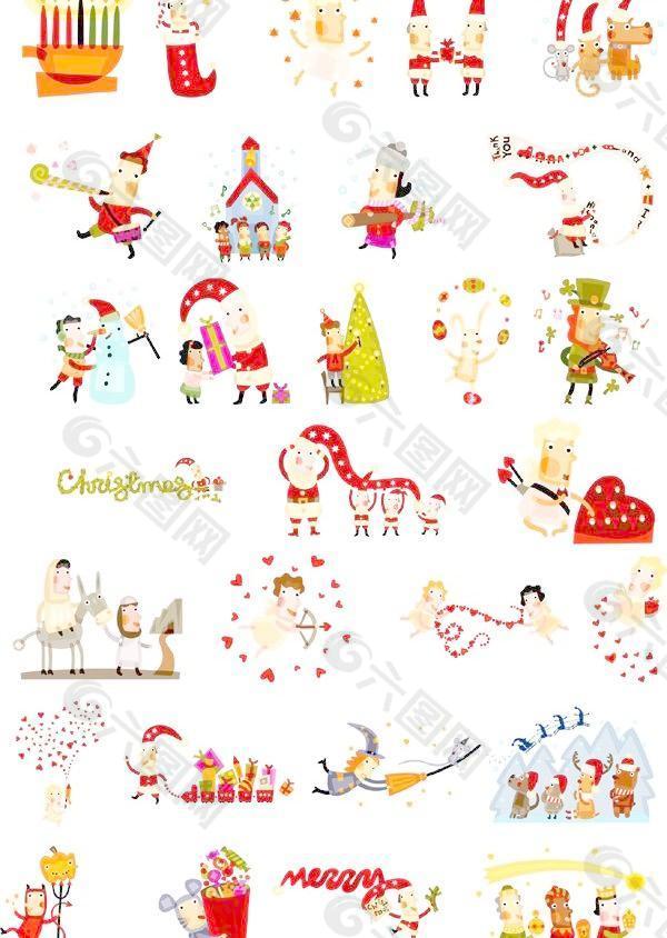 29个可爱的卡通风格的圣诞插图矢量素材