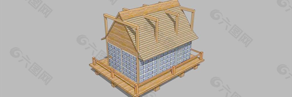 木建筑su模型