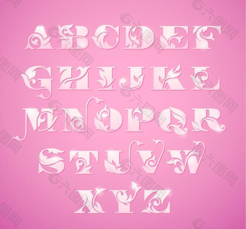 粉红色的数字字母设计矢量素材