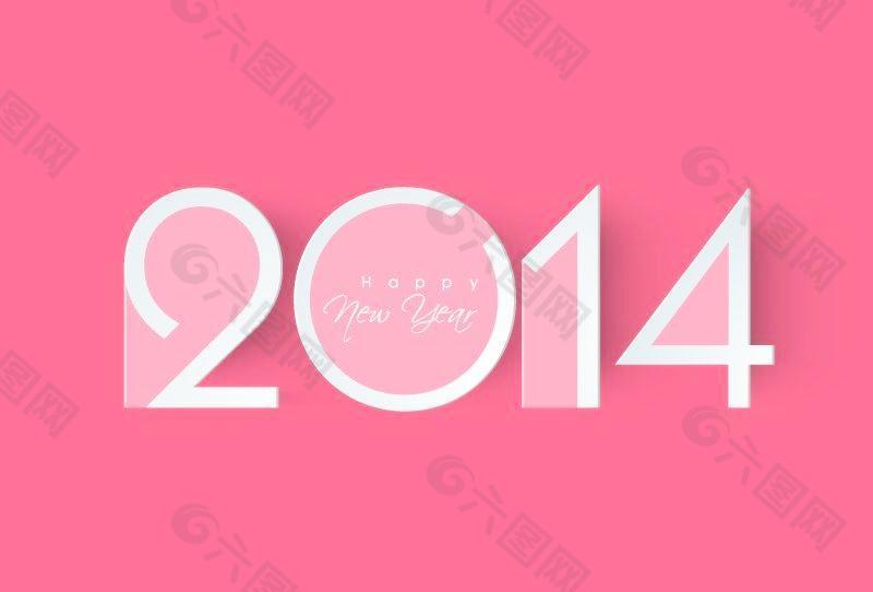 粉红色的2014新年海报矢量素材