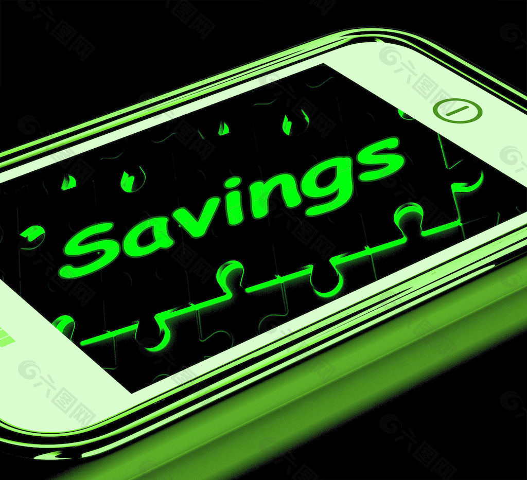 在智能手机的显示货币增长的储蓄