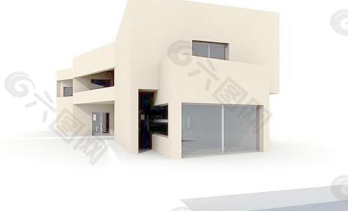 现代简洁造型别墅模型3-10