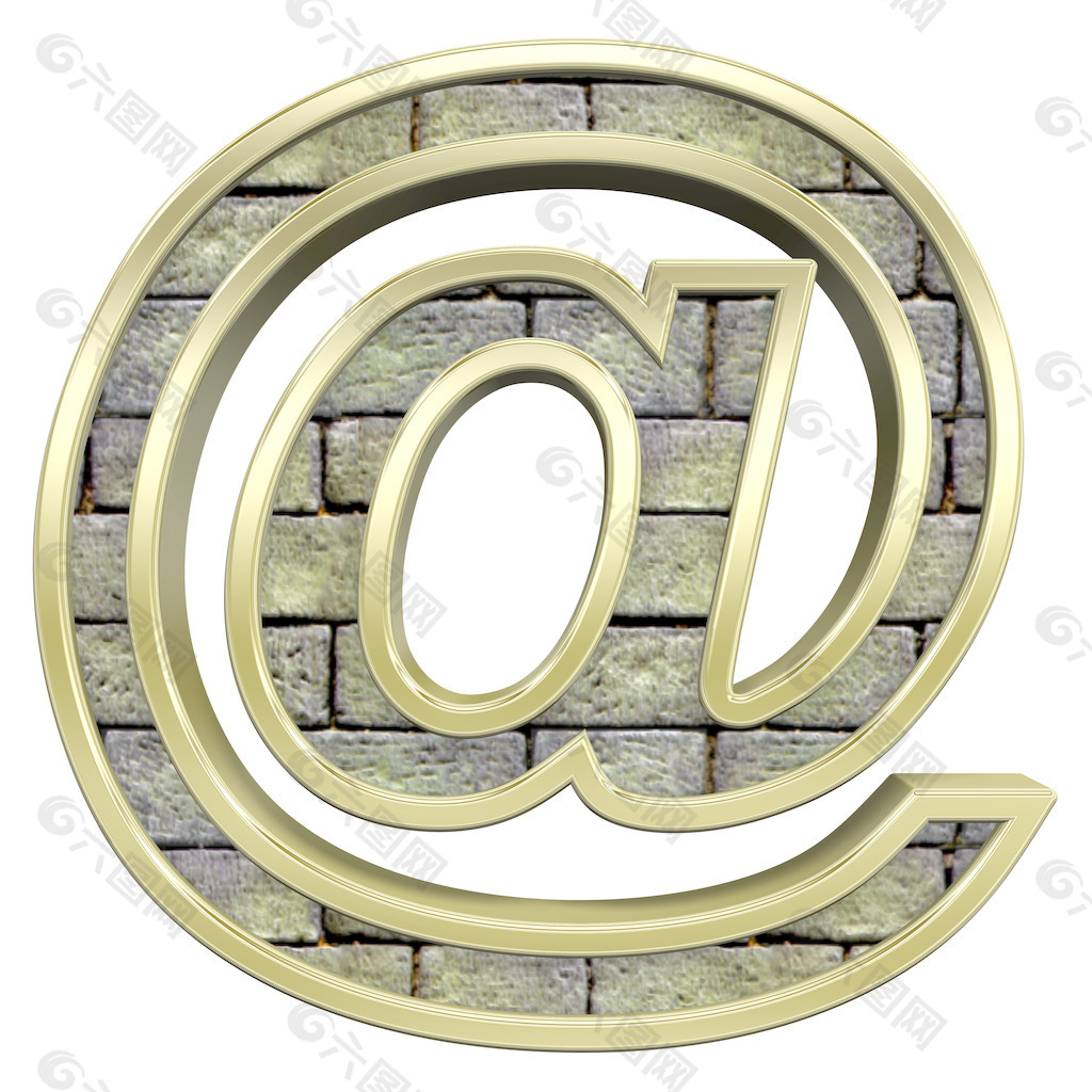 电子邮件符号从旧石金框字符集