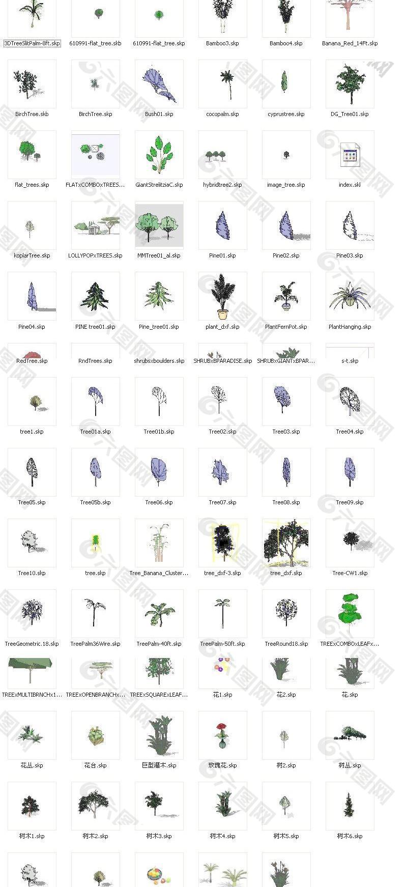 Sketchup组件素材 植物 Plants 集合装饰装修素材免费下载 图片编号 六图网