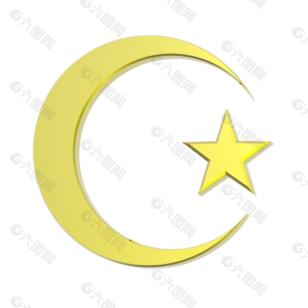 黄金的伊斯兰宗教标志的白色隔离