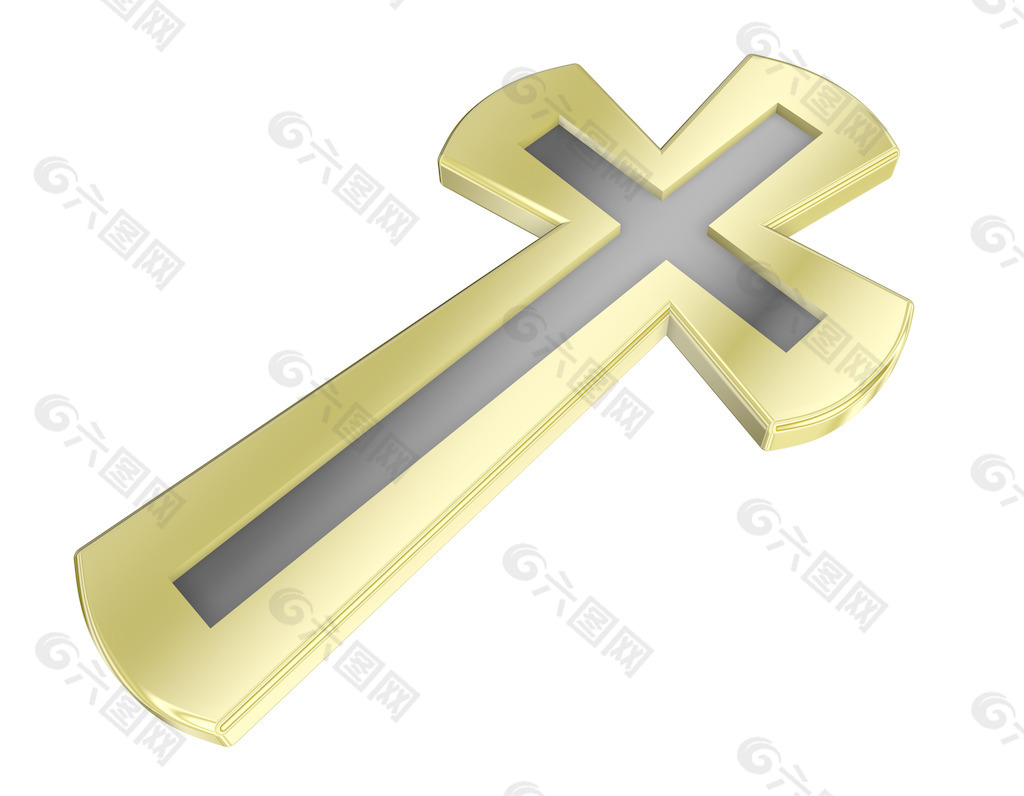 黑色与金色框架基督教的十字架的白色隔离