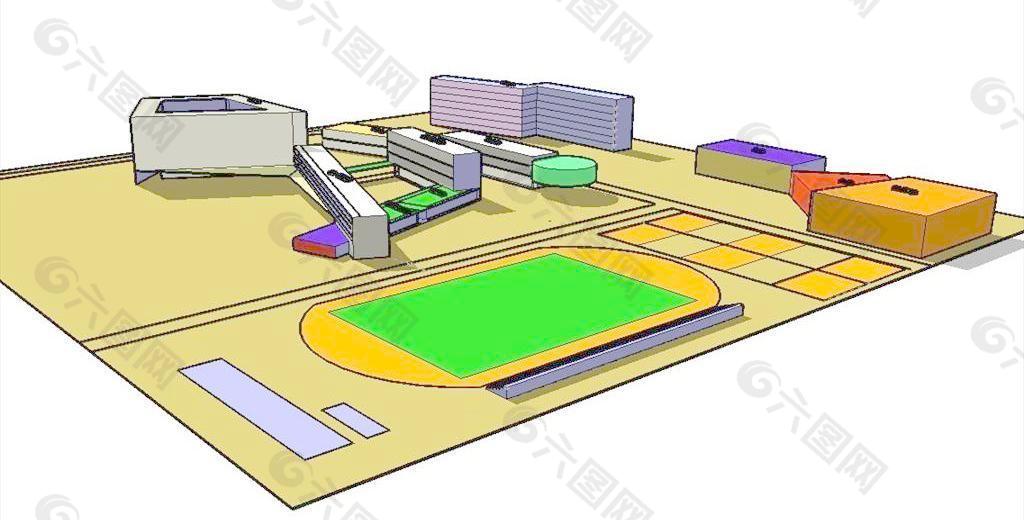 中学校园方案2skp建模