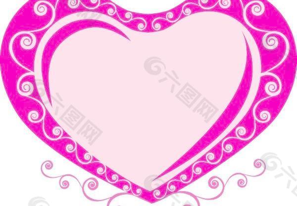 粉红花边的心形矢量素材