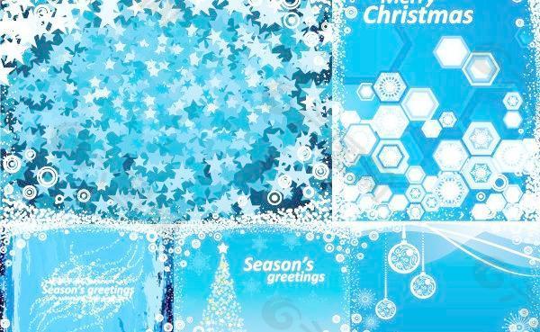 一些梦幻般的蓝色圣诞背景矢量材料